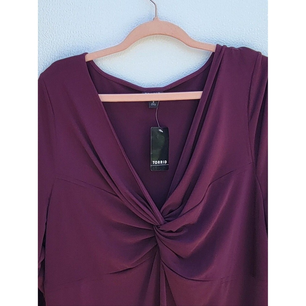 Torrid NWT Plum Twist-Front Long Sleeve Bodysuit Women SIZE 3XL - Picture 3 of 8